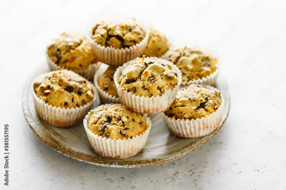 Homemade hazelnut muffins. Homemade hazelnut muffins.