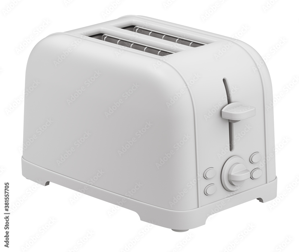 Clay render of toaster isolated on white background - 3D illustration Clay render of toaster isolated on white background - 3D illustration