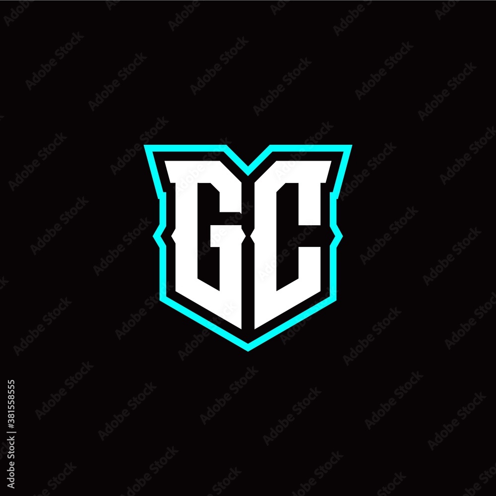 G C initial letter design with modern shield style