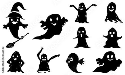 Set of Halloween Ghost Vector Illustration