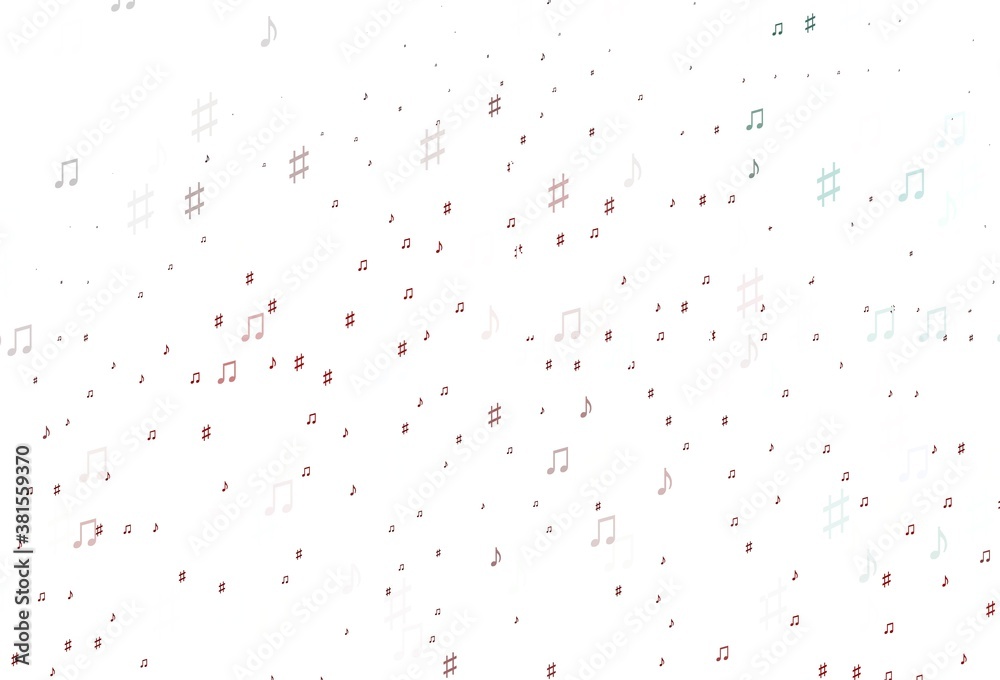 Light Red vector template with musical symbols.