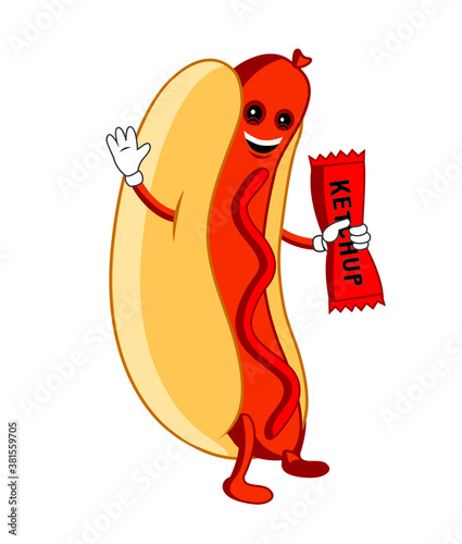 cartoon style hot dog illustration