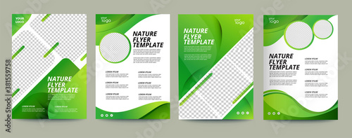Vector eco flyer, poster, brochure, magazine cover template. Modern green leaf, environment design. - Vector	
