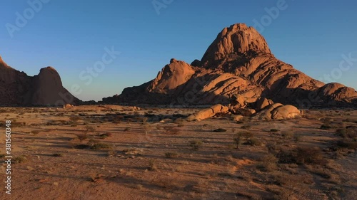 Travel in Namibia, namibia's famous Spitzkoppe mountain landscape, a famous tourist destination in Africa.