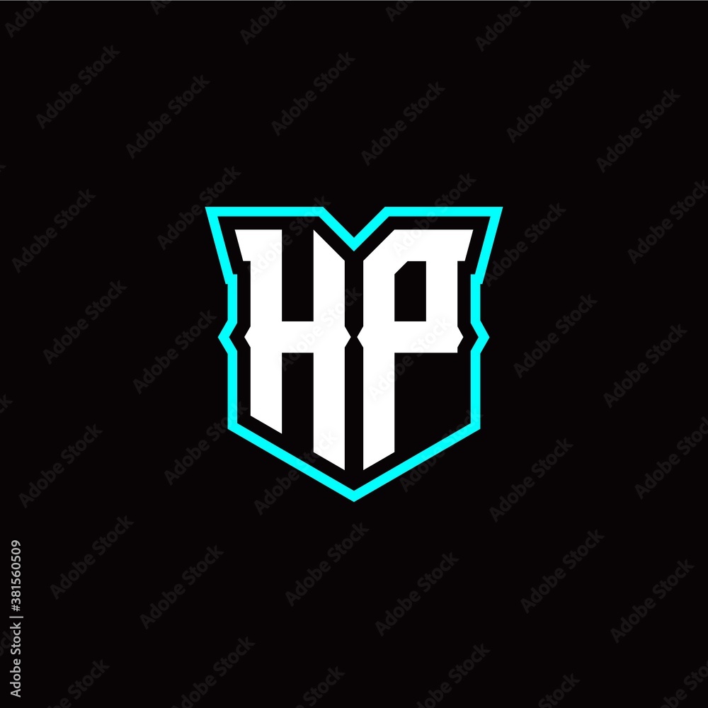 H P initial letter design with modern shield style H P initial letter design with modern shield style