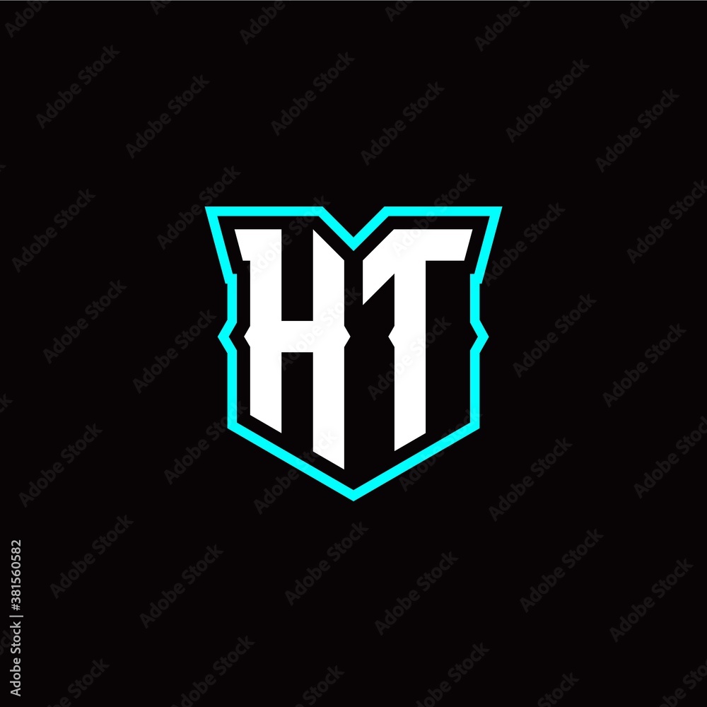 H T initial letter design with modern shield style H T initial letter design with modern shield style