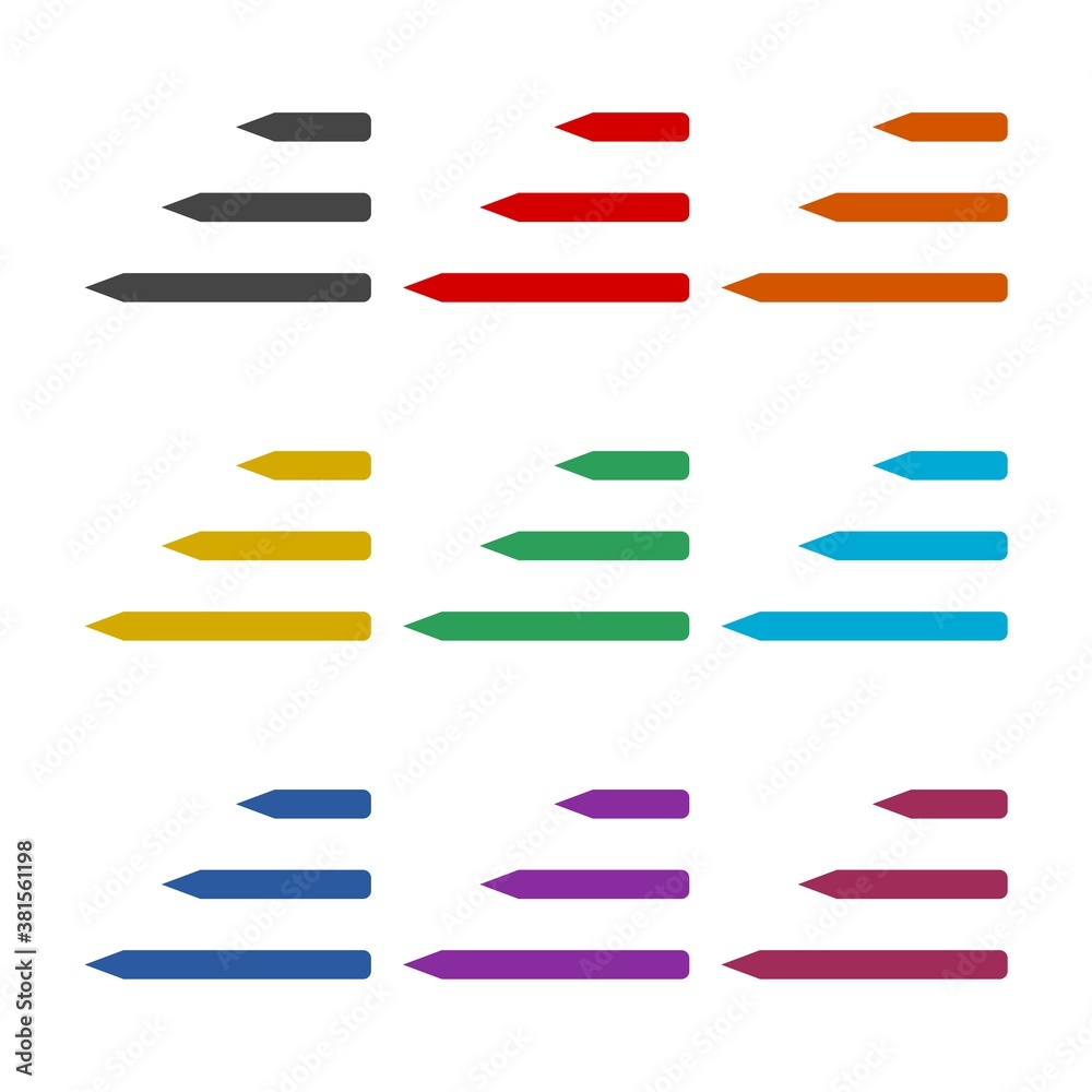 Three pencils icon, color set