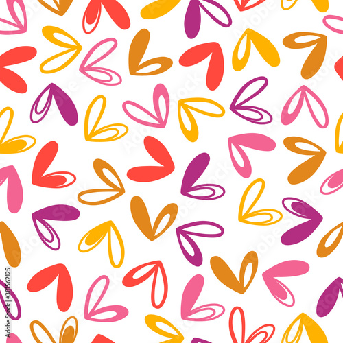 Seamless pattern with colorful hearts. Bright vector flat illustration for textile, packaging, wrapping paper