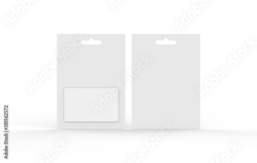 Fotografia, Obraz Gift card in blister pack mockup template on isolated white background, ready fo