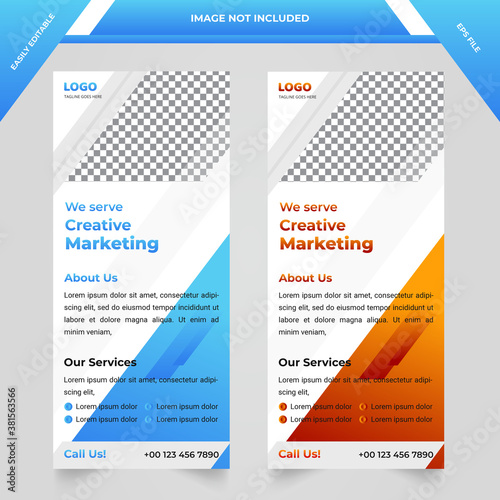 Corporate Modern Dl Flyer and Rack Card Design with Blue and Orange Color.