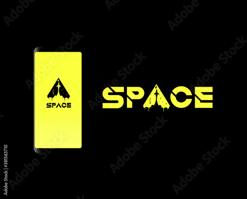letter A with Rocket launched in negative space .icon vector logo designs.