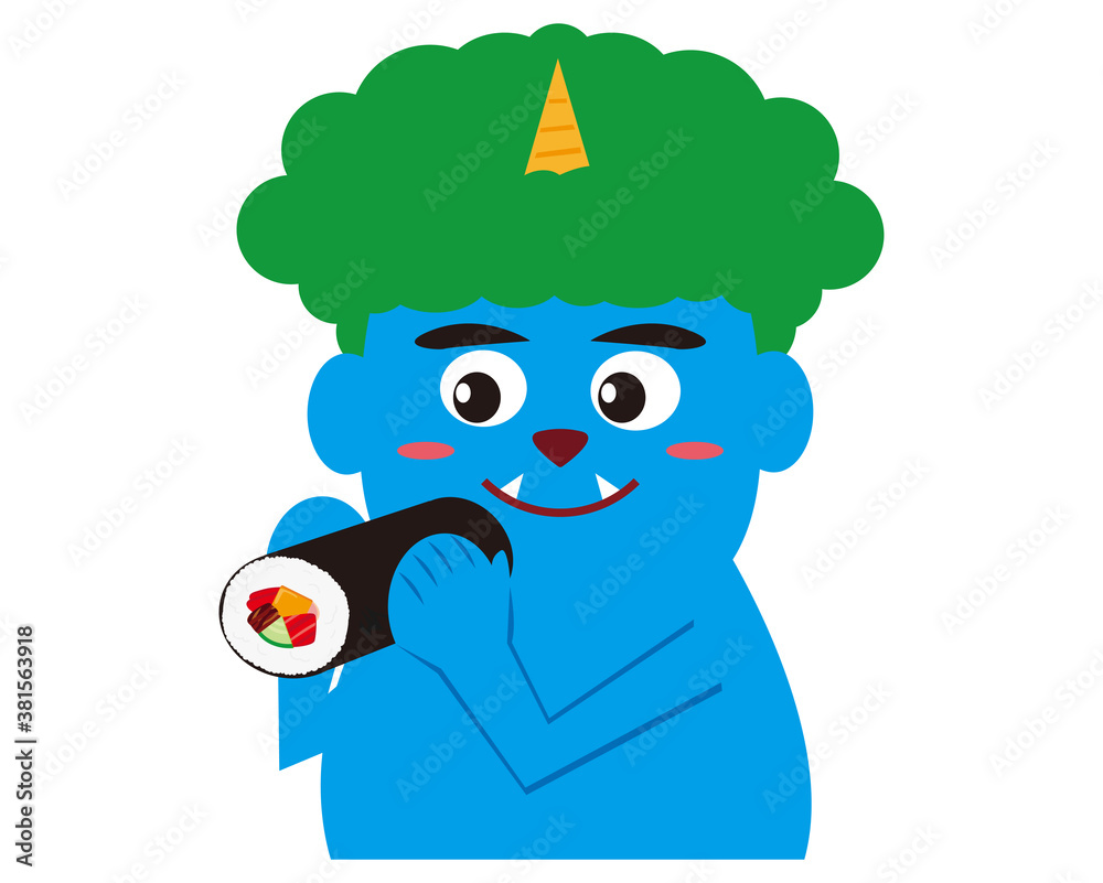 節分の日のベクターイラスト 恵方巻と鬼 太巻き 節分の日のベクターイラスト 恵方巻と鬼 太巻き