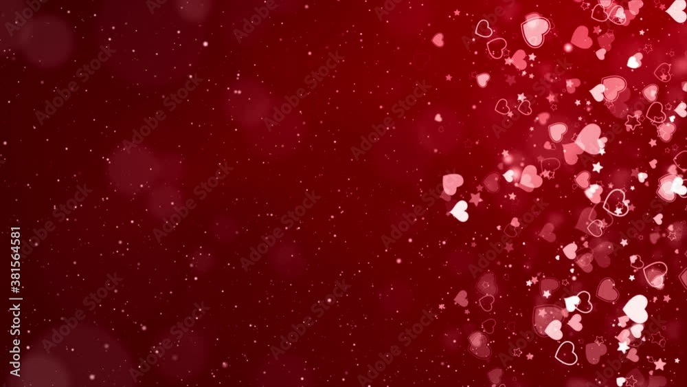 Falling From Above Romantic Red Love Heart Particles Loop Background. Mothers day, Marriage, Valentines day, Wedding Music, Backgrounds, Transition and Titles.