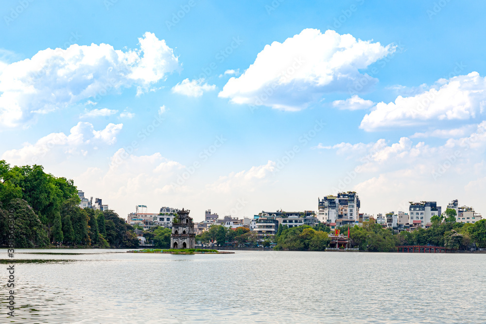 Amazing view in Hoan Kiem Lake ( Swork Lake) in Hanoi, Capital of Vietnam