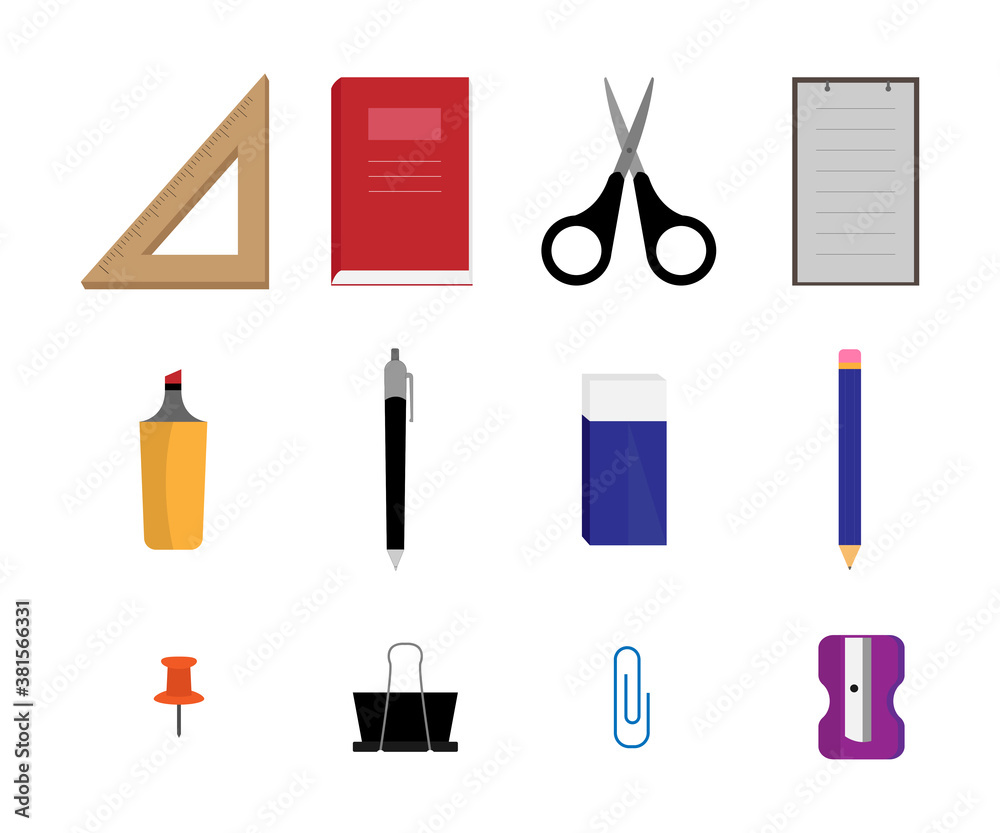 Set of Stationery tools for educational purpose. Set of Stationery tools for educational purpose.