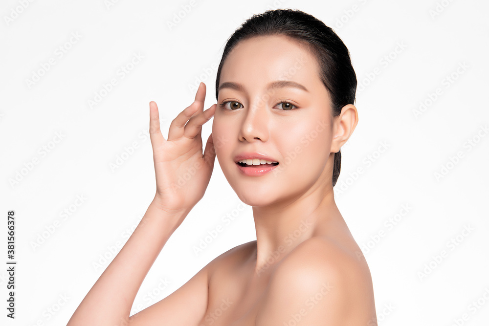 Beautiful young asian woman with clean fresh skin on white background, Face care, Facial treatment, Cosmetology, beauty and spa, Asian women portrait Beautiful young asian woman with clean fresh skin on white background, Face care, Facial treatment, Cosmetology, beauty and spa, Asian women portrait
