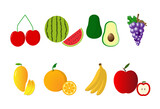 Fruits set vector design illustration