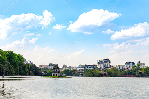 Amazing view in Hoan Kiem Lake ( Swork Lake) in Hanoi, Capital of Vietnam photo