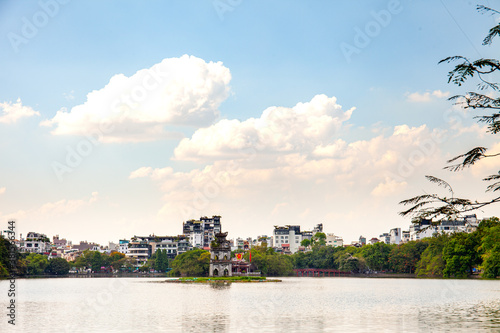 Amazing view in Hoan Kiem Lake ( Swork Lake) in Hanoi, Capital of Vietnam photo