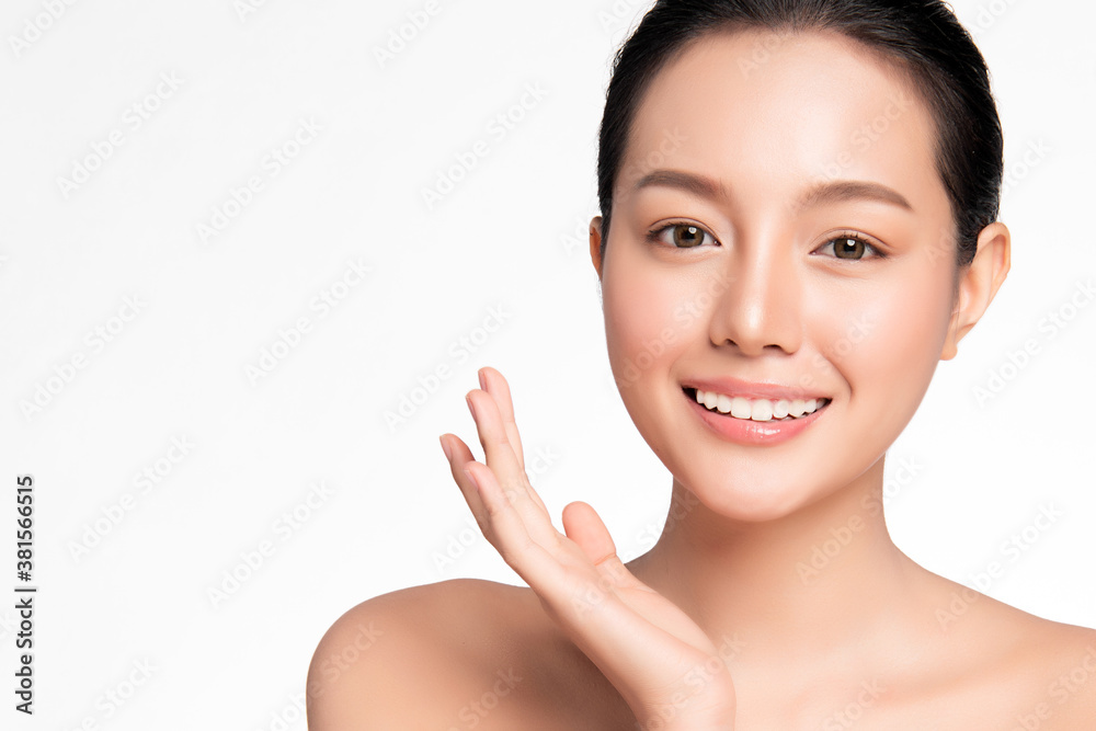 Beautiful young asian woman with clean fresh skin on white background, Face care, Facial treatment, Cosmetology, beauty and spa, Asian women portrait Beautiful young asian woman with clean fresh skin on white background, Face care, Facial treatment, Cosmetology, beauty and spa, Asian women portrait