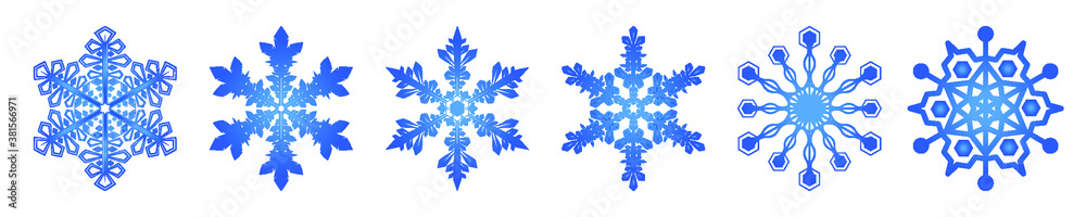 Snowflake set. Blue snowflakes on a isolated background. A set of snowflake icons. Collection Christmas snowflakes. Vector illustration. Snowflake set. Blue snowflakes on a isolated background. A set of snowflake icons. Collection Christmas snowflakes. Vector illustration.