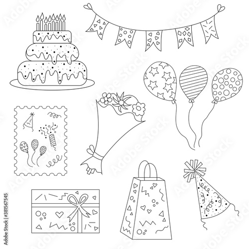 Party Icons and Celebration Icons with White Background