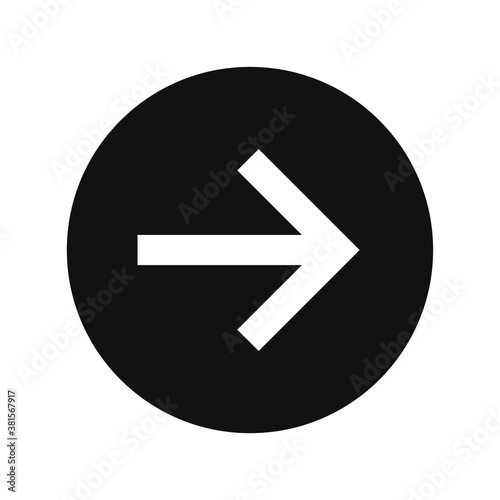 Arrow icon. Direction control button. Menu navigation pointer symbol. Web interface and application next indicator sign. Simple flat shape logo. Vector illustration image.