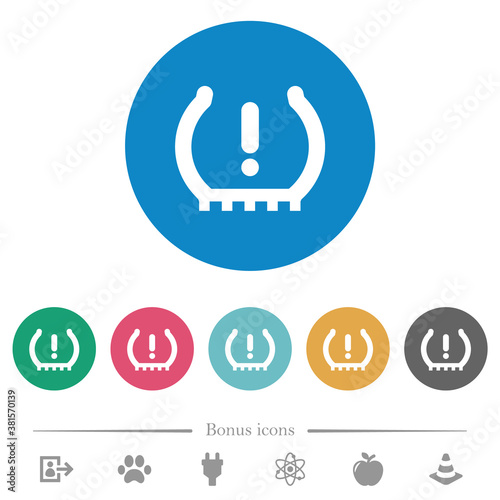 Car tire pressure warning indicator flat round icons