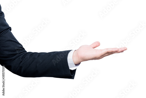 Businessman showing empty hand