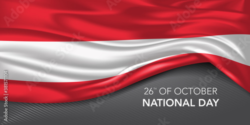 Austria happy national day greeting card, banner with template text vector illustration
