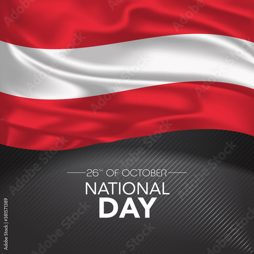 Austria happy national day greeting card, banner, vector illustration