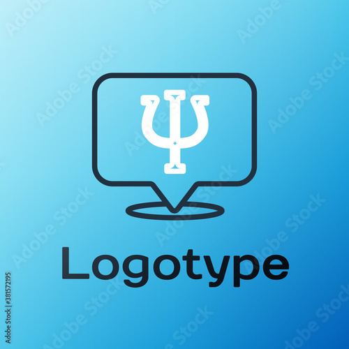 Line Psychology icon isolated on blue background. Psi symbol. Mental health concept, psychoanalysis analysis and psychotherapy. Colorful outline concept. Vector.