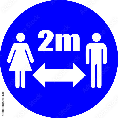 Social Distance 2m Symbol Sign