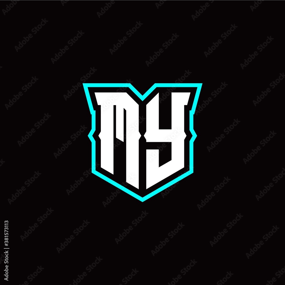 M Y initial letter design with modern shield style M Y initial letter design with modern shield style