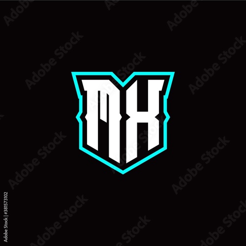 M X initial letter design with modern shield style