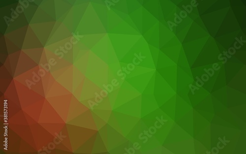 Light Green, Red vector blurry triangle pattern. Colorful illustration in Origami style with gradient. Template for a cell phone background.