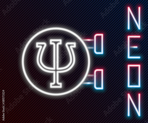 Glowing neon line Psychology icon isolated on black background. Psi symbol. Mental health concept, psychoanalysis analysis and psychotherapy. Colorful outline concept. Vector.