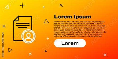 Line Resume icon isolated on yellow background. CV application. Searching professional staff. Analyzing personnel resume. Colorful outline concept. Vector.