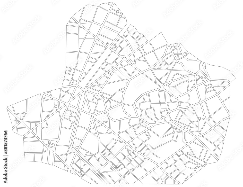 Abstract city navigation map with lines and streets. Vector black and white urban planning scheme. Illustration of plan street map, road graphic navigation.