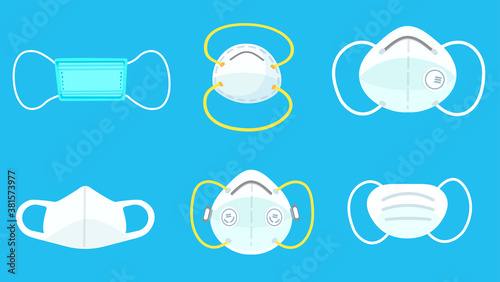 Safety breathing masks. Industrial safety N95 mask, dust protection and breathing medical respiratory. Corona masks. Hospital or pollution protect face masking. Medical masks smog dust pm2.5 danger. 