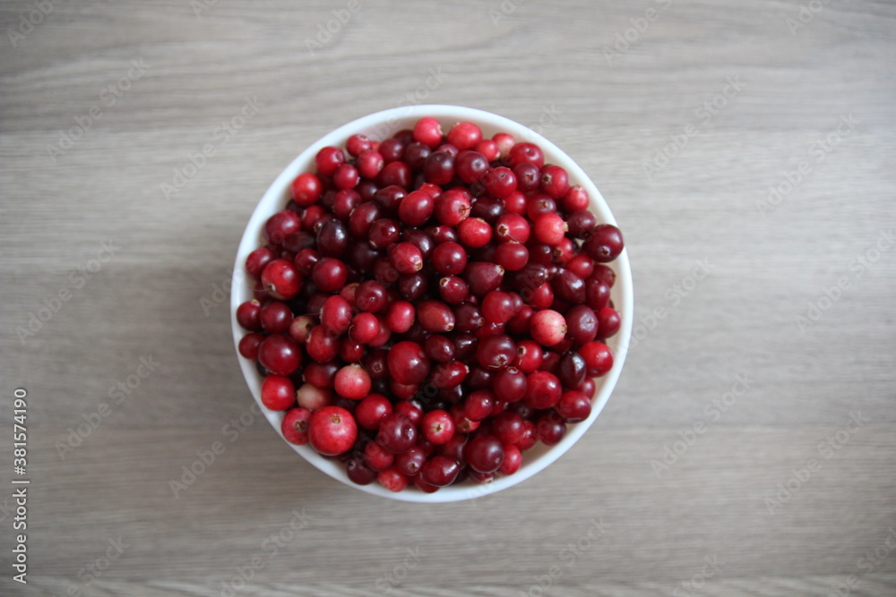 red cranberries in a white plate top view
red cranberries in a white plate top view