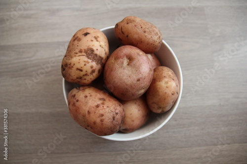 potatoes in a white plate top view