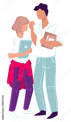Students work in team, university or college friends