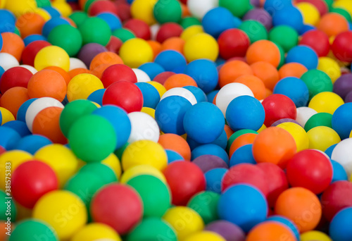 Many colorful toy ball in heap