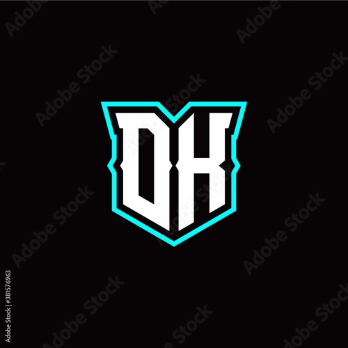 O K initial letter design with modern shield style