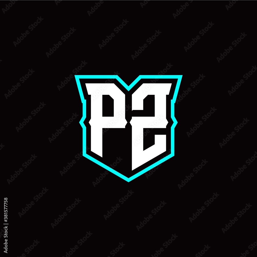 P Z initial letter design with modern shield style P Z initial letter design with modern shield style