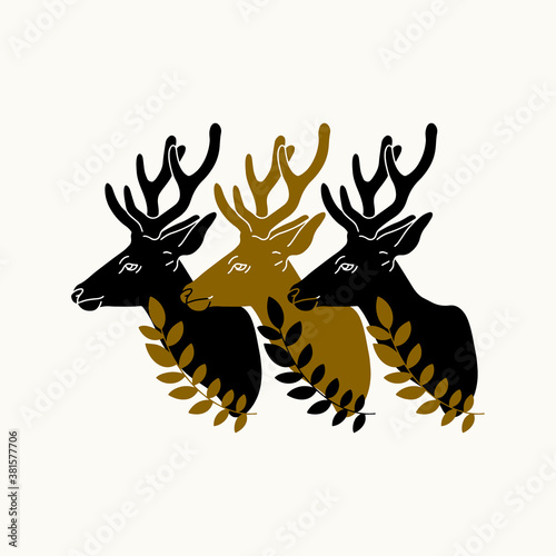 Vector hand drawn illustration of deer isolated. Creative artwork. Template for card, poster, banner, print for t-shirt, pin, badge, patch.