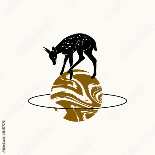Vector hand drawn illustration of deer isolated. Creative artwork. Template for card, poster, banner, print for t-shirt, pin, badge, patch.