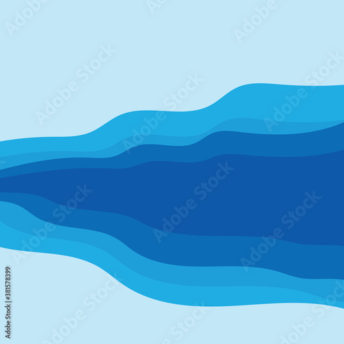 Abstract Water wave vector with sun illustration design background