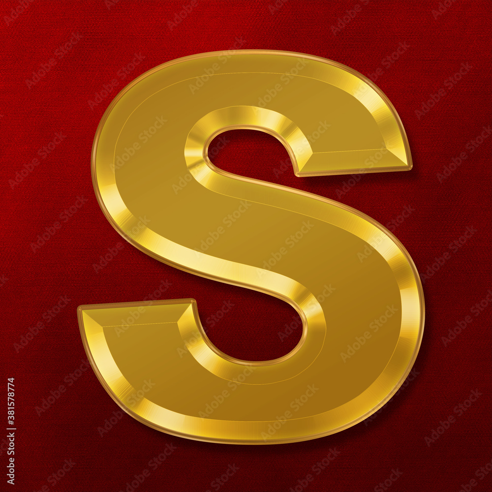 Gold solid alphabet Letter S Collection. 3D rendering Gold solid alphabet Letter S Collection. 3D rendering